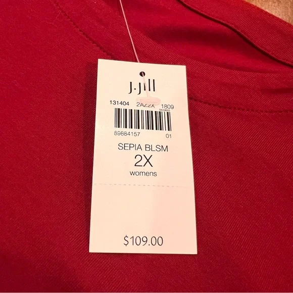 NEW $109 J.Jill Sepia Blossoms Knee-Length A-Line Dress Red Floral 2X 3/4 Sleeve - Picture 10 of 16